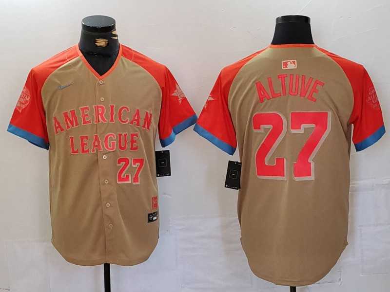 Mens Houston Astros #27 Jose Altuve Number Cream 2024 All Star Limited Stitched Jersey->2024 mlb all-star->MLB Jersey
